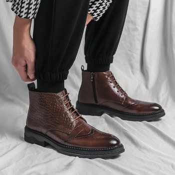 Британски стил Мъжки ботуши Chelsea Удобни дизайнерски ботуши Brogue за мъже Луксозна марка Мъжки мокасини Официални бизнес обувки