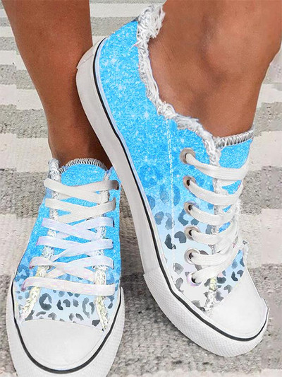 Pantofi de damă, ocazional, plat, îmbrăcăminte zilnică, sport, alergare, contrast, leopard, cu franjuri, adidași cu tiv