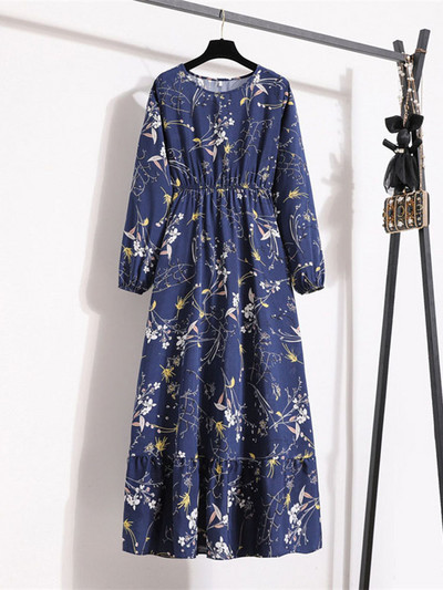 Rochie de damă elegantă cu imprimeu floral de primăvară vară ocazional cu mânecă lungă șifon șifon o linie lungă rochie maxi rochii de petrecere