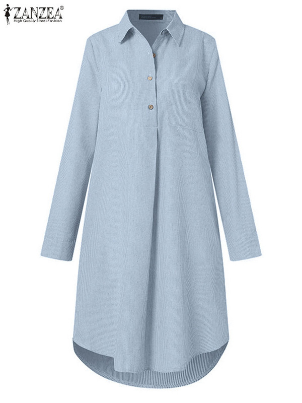 ZANZEA ženske haljine dugih rukava na preklop, elegantna haljina s dugmadima s printom, boemska ležerna haljina, široki blagdanski ogrtač za plažu