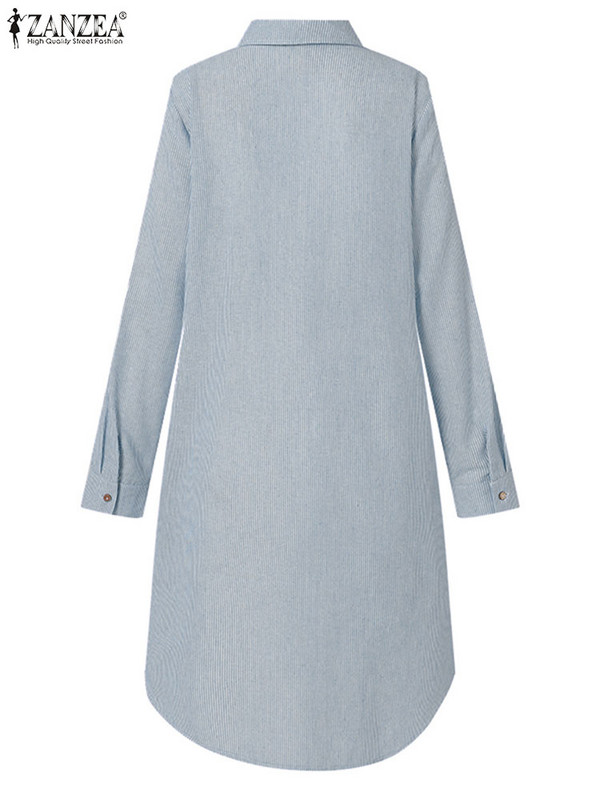 ZANZEA ženske haljine dugih rukava na preklop, elegantna haljina s dugmadima s printom, boemska ležerna haljina, široki blagdanski ogrtač za plažu