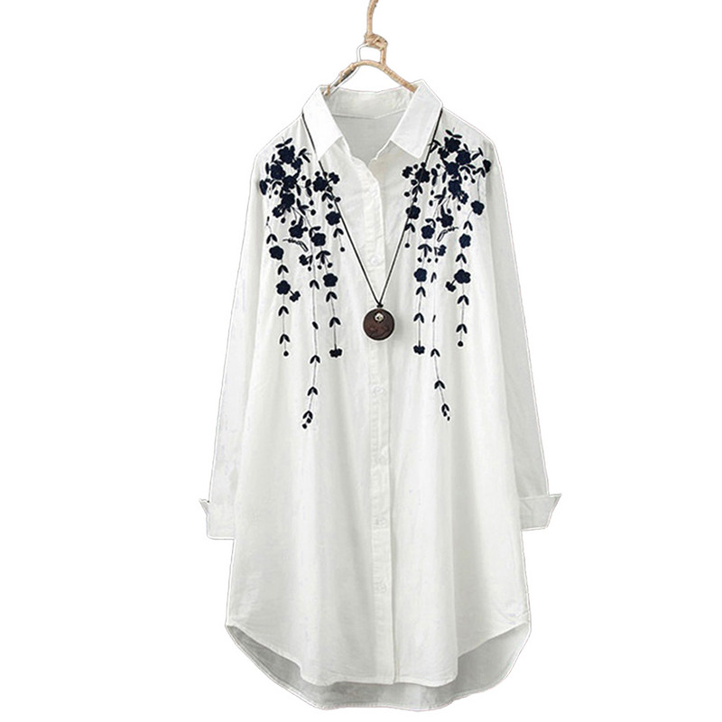 Ženska Jesen Zima S printom na gumbe V izrez Ležerna labava tunika Gornja majica Bluza Duga majica velikih veličina 2023