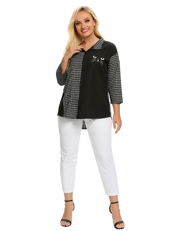 Ženska košulja veće veličine Proljetna modna elegantna košulja prikladna za okruglu žensku pamučnu ležernu košulju