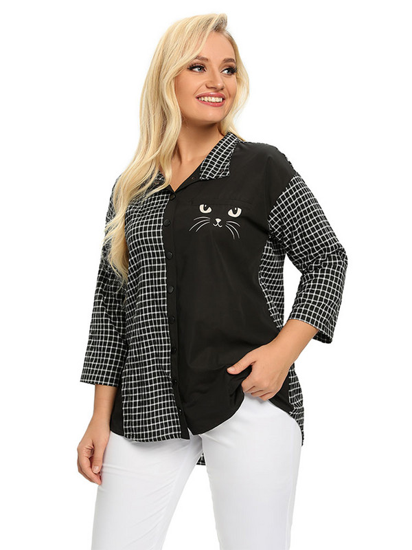 Ženska košulja veće veličine Proljetna modna elegantna košulja prikladna za okruglu žensku pamučnu ležernu košulju