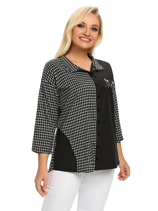 Ženska košulja veće veličine Proljetna modna elegantna košulja prikladna za okruglu žensku pamučnu ležernu košulju