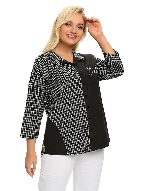 Ženska košulja veće veličine Proljetna modna elegantna košulja prikladna za okruglu žensku pamučnu ležernu košulju