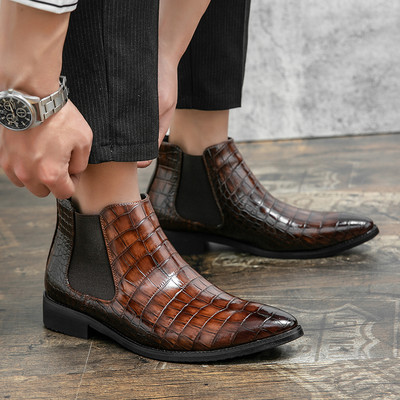 Ανδρικές μαύρες μπότες Chelsea ανδρικές μπότες ανδρικής μόδας Ανδρικές μπότες casual Ιταλία Κοντές μπότες με ψηλές μύτες δερμάτινες μπότες