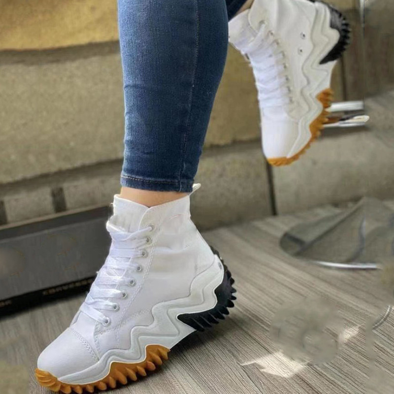 Pantofi de damă Pantofi cu pană Pantofi sport de pânză, de sus înalți, cu fundul gros, pentru femei, de culoare solidă, încălțăminte confortabilă, Pantofi de mujer 43