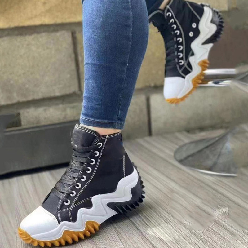 Pantofi de damă Pantofi cu pană Pantofi sport de pânză, de sus înalți, cu fundul gros, pentru femei, de culoare solidă, încălțăminte confortabilă, Pantofi de mujer 43