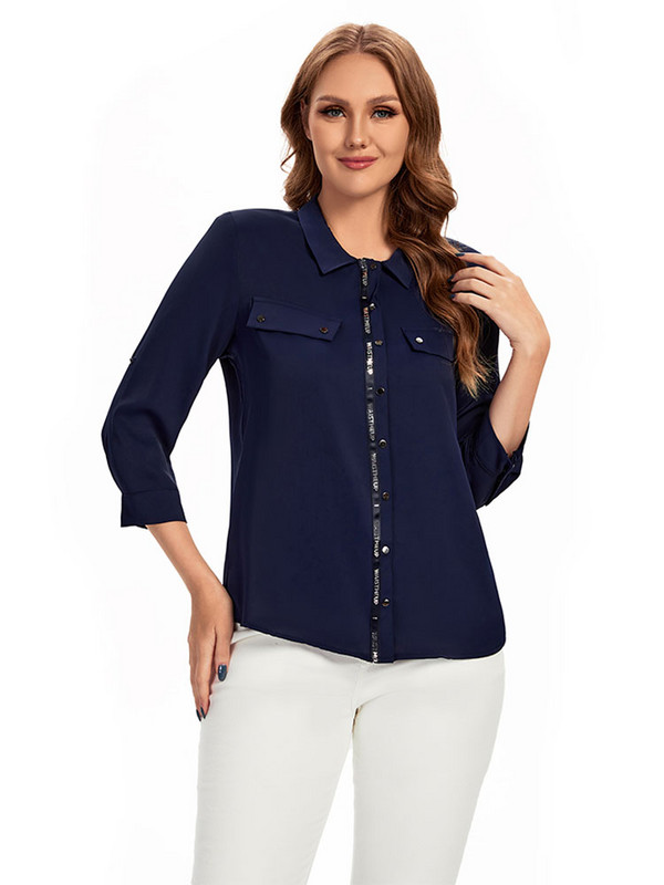 Ženska košulja veće veličine Proljetna modna elegantna košulja prikladna za okruglu žensku pamučnu ležernu košulju