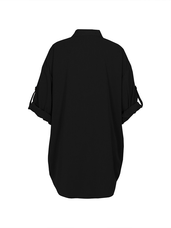 Plus veličina 2023 Ženska simpatična košulja kratkih rukava s okruglim ovratnikom, jednobojna radna košulja s gumbima