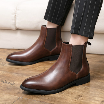 Челси Ботуши Мъжки обувки Кожени кафяви модни универсални бизнес ежедневни британски стил Улично парти облекло Класически боти до глезена