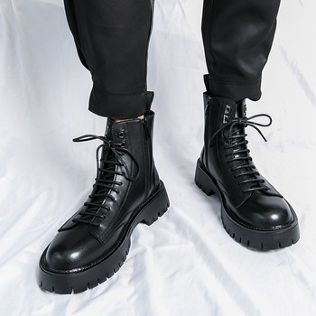 НОВИ луксозни маркови черни мъжки ботуши Chelsea Готически байкърски ботуши Мъжки ежедневни кожени външни ботуши Боти до глезена за мъже MO-51275