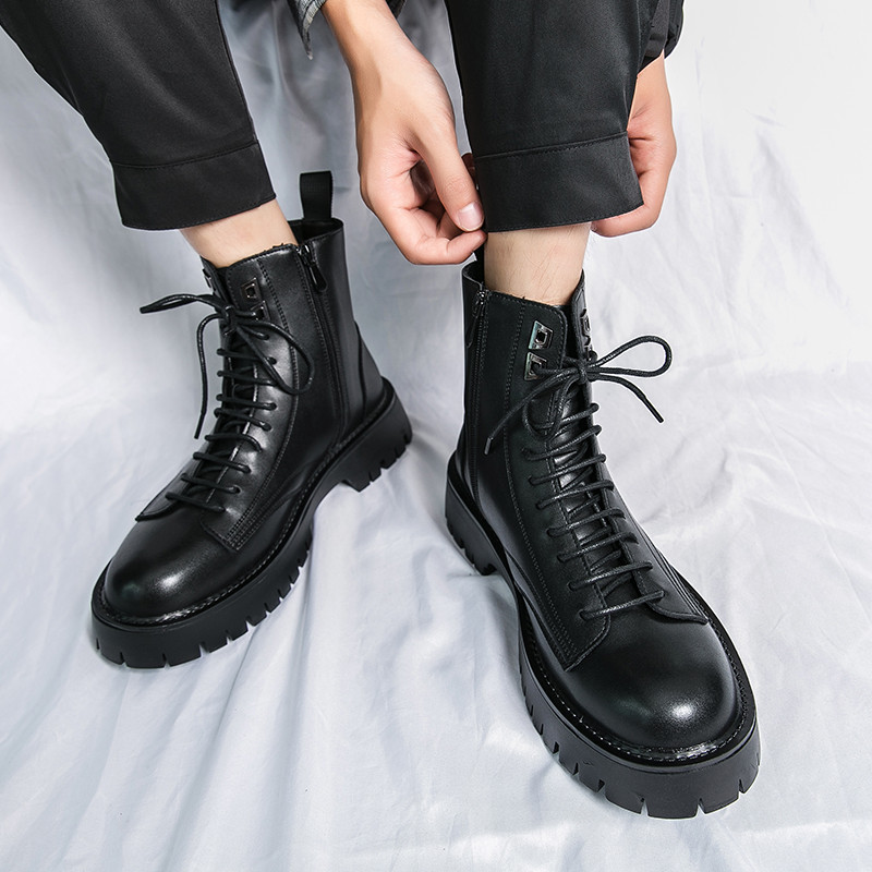 NOU Cizme Chelsea pentru bărbați, negri, de marcă de lux Cizme gotice pentru motocicliști Cizme ocazionale din piele pentru bărbați pentru exterior Cizme pentru bărbați MO-51275