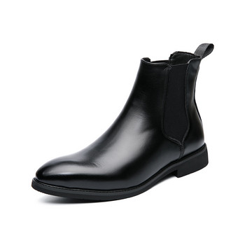 Черни мъжки ботуши Chelsea Бизнес сватбени ръчно изработени официални обувки Безплатна доставка Размер 38-48 Мъжки боти до глезена