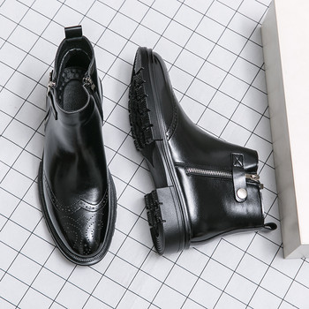 Мъжки класически оригинални ботуши Челси с цип Мъжки модни боти до глезена Бизнес ежедневни безопасни работни къси ботуши Черни високи обувки