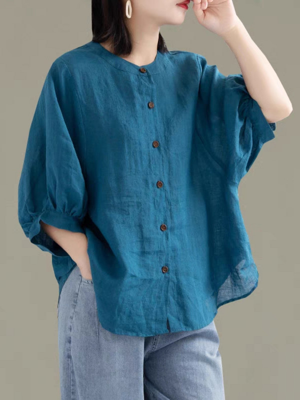 Pamučne lanene bluze velikih veličina Ženske košulje dugih rukava Jesenske košulje Ležerne široke vintage zimske majice Bluze Ženska odjeća