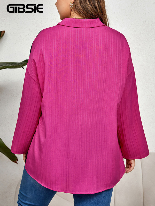 GIBSIE Košulja dugih rukava na spuštena ramena velike veličine, ženske 2023., proljeće, jesen, široke, ležerne bluze s dugmadima, gornji dijelovi u boji