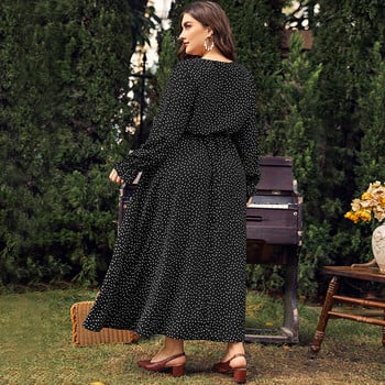 3XL 4XL Plus Size Γυναικεία Ρούχα Κομψά μακρυμάνικα Polka Point Γυναικείο Maxi Φόρεμα Casual Travel Vacation Chiffon