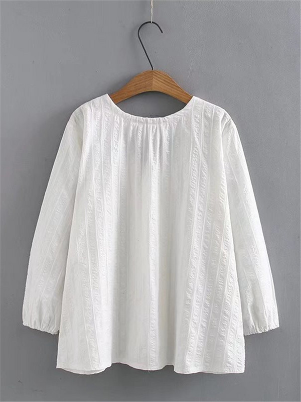 Liela izmēra sieviešu apģērbu krekli V veida kakla izgriezumā, pavasara un vasaras masīvas kokvilnas augšdaļa ar pašžakarda tekstūru, nestiepjš jaciņš 4XL