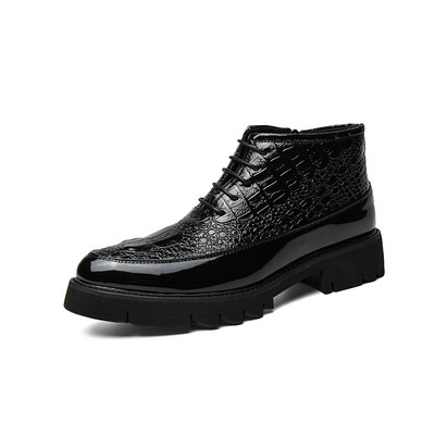 Baltas ādas zābaki Krokodils Chelsea vīriešu zābaki ikdienas apavi Britu stila puszābaki Darba biznesa apavi Zapatos De Hombre