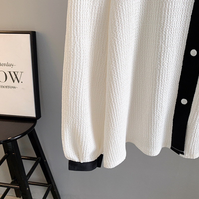 150Kg Plus Size Γυναικείο μπούστο 150 Ανοιξιάτικο Loose Contrast Μακρυμάνικο Πουκάμισο Μαύρο Βερίκοκο 6XL 7XL 8XL 9XL