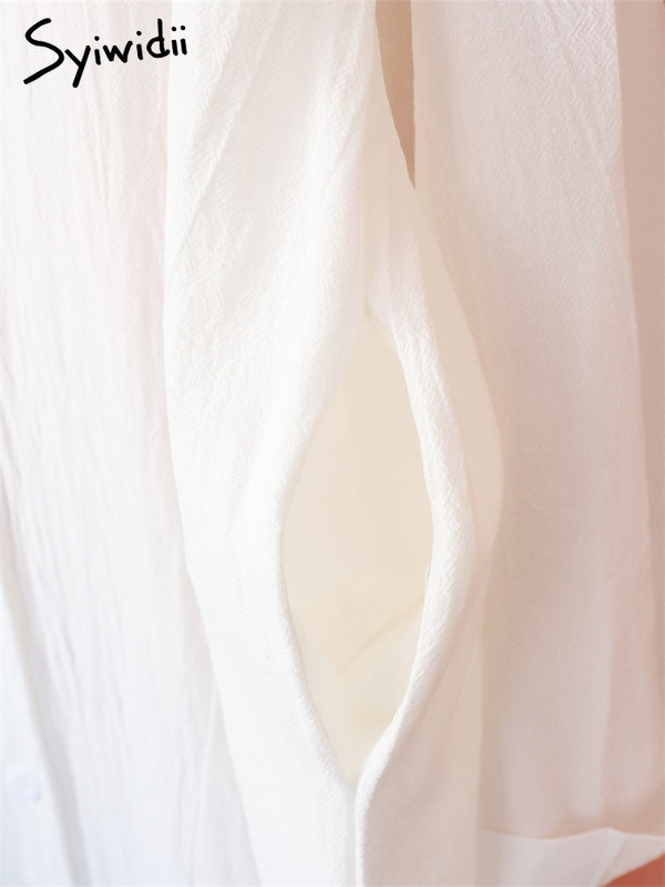 Syiwidii duge haljine za žene Pamučna prevelika velika haljina s dugim rukavima i ovratnikom na ovratnik Modna ženska ležerna široka haljina