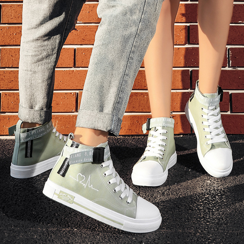 Pantofi portocalii pentru iubitori în formă de inimă, pantofi înalți pentru femei, pantofi din pânză cu broderie cardioide, cuplu espadrile, pantofi pentru femei, pantofi casual