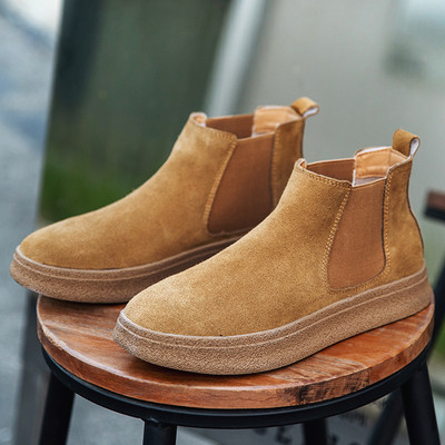 Νέα περιστασιακά φθινοπωρινά χειμερινά ανδρικά παπούτσια βρετανικά αγελάδας σουέτ με εργαλεία Μποτάκια πλατφόρμα φορέματος Chelsea μπότες εργασίας πολυτελή παπούτσια