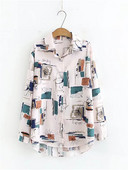 Ženska odjeća velikih veličina Košulje dugih rukava s printom na revere Proljetni i jesenski poliesterski gornji dijelovi velikih veličina za pretile dame