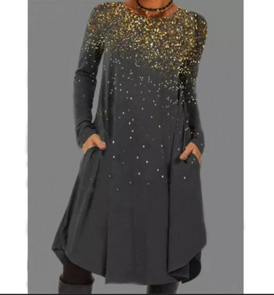 Jauna sieviešu kleita ar melnu apdruku Bohēmijas retro stila sieviešu kleitas ar garām piedurknēm, brīva stila kleita sievietēm 2022. gada rudens pavasara apģērbā