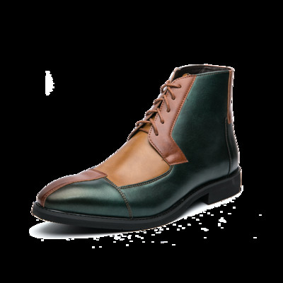 Zimske kvalitetne muške cipele od kože Šiljate muške Chelsea čizme Plave modne poslovne čizme Gležnjače velike veličine: 38-48