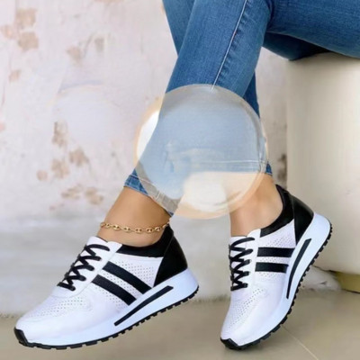 Pantofi de damă, din piele, cusături din dantelă, vârf rotund, pantofi de alergare de lux, cu talpă groasă, 2023, pantofi vulcanizat negru, ocazional, în aer liber