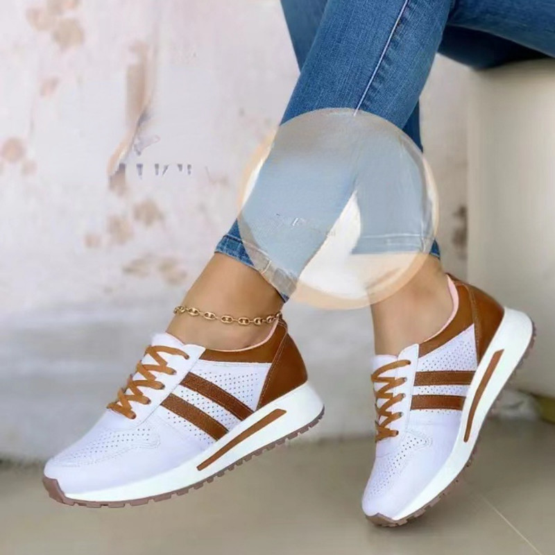 Pantofi de damă, din piele, cusături din dantelă, vârf rotund, pantofi de alergare de lux, cu talpă groasă, 2023, pantofi vulcanizat negru, ocazional, în aer liber