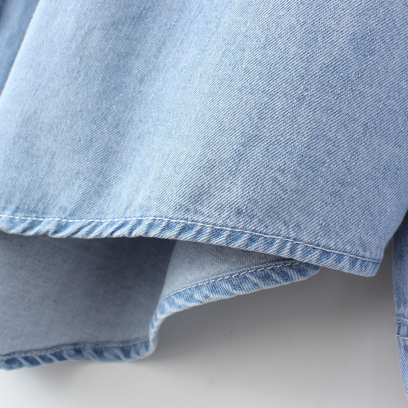 Cămașă de blugi de mărime Plus pentru femei 2023, primăvară, artă retro, cu design cu două buzunare, bluză lejeră, asimetrică, topuri lungi, haine supradimensionate cu curbe