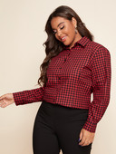 Finjani lielizmēra sieviešu blūze Gingham ziedu apdruka, apakšpuse nolaižama apkakle. Tops ikdienas apģērbs rudens jaunums