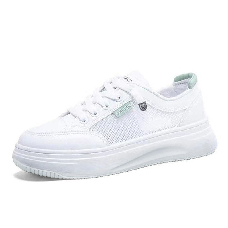 Pantofi de sport pentru femei, cu plasă respirabilă, ocazional, de vară, cu șireturi, cu platformă, pentru femei, pantofi de skate plate, rezistenți la uzură