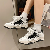 Pantofi de modă pentru femei, toamna 2022, pantofi albi noi, pantofi de dizolvare cu talpă groasă, coreeană, sport casual, pantofi de lux cu șireturi