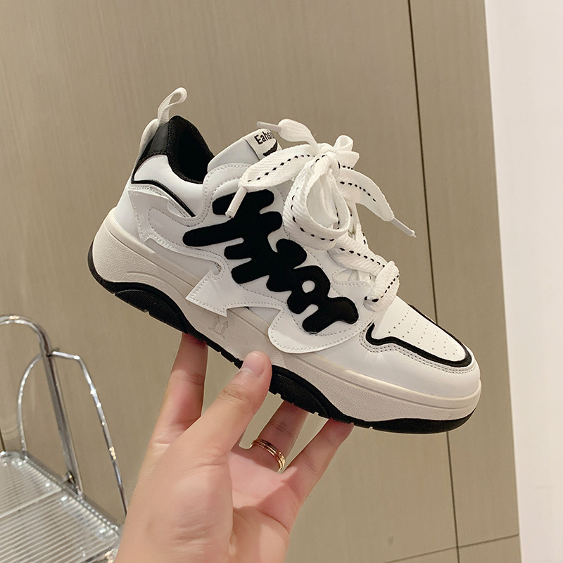 Pantofi de modă pentru femei, toamna 2022, pantofi albi noi, pantofi de dizolvare cu talpă groasă, coreeană, sport casual, pantofi de lux cu șireturi