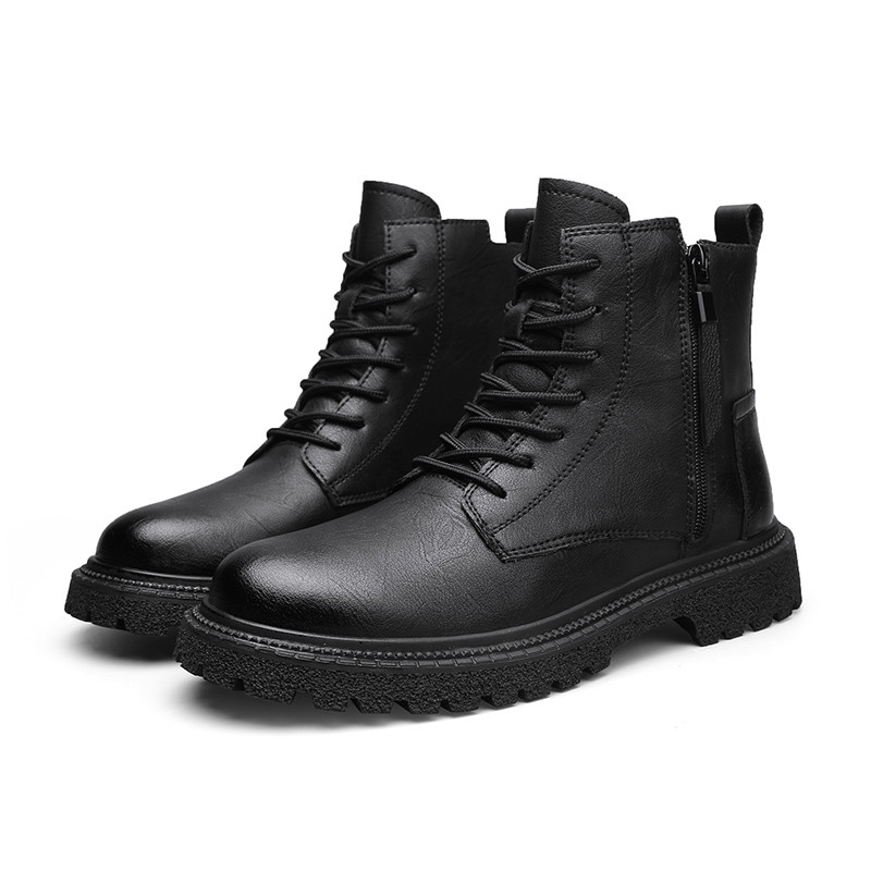 Cizme de iarnă caldă în aer liber, neagră, pentru bărbați, pentru motocicletă, cizme de luptă, pentru bărbați, din  pentru bărbați.