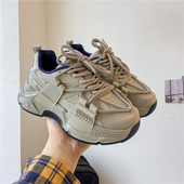 TUINANLE Αθλητικά παπούτσια Γυναικεία πλατφόρμα Casual παπούτσια Αθλητικά παπούτσια μόδας Πλατφόρμα Καλάθι Femme Grey Lace-Up Casual Chunky Dad παπούτσια