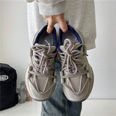TUINANLE Αθλητικά παπούτσια Γυναικεία πλατφόρμα Casual παπούτσια Αθλητικά παπούτσια μόδας Πλατφόρμα Καλάθι Femme Grey Lace-Up Casual Chunky Dad παπούτσια