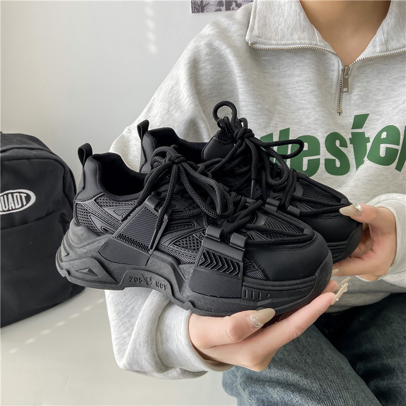 TUINANLE Αθλητικά παπούτσια Γυναικεία πλατφόρμα Casual παπούτσια Αθλητικά παπούτσια μόδας Πλατφόρμα Καλάθι Femme Grey Lace-Up Casual Chunky Dad παπούτσια