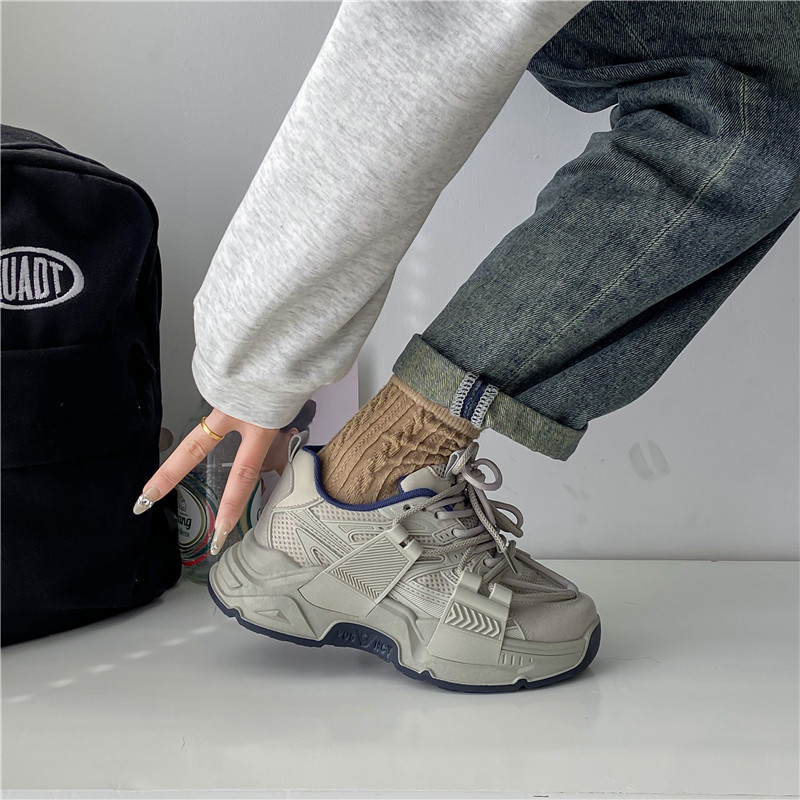 TUINANLE Αθλητικά παπούτσια Γυναικεία πλατφόρμα Casual παπούτσια Αθλητικά παπούτσια μόδας Πλατφόρμα Καλάθι Femme Grey Lace-Up Casual Chunky Dad παπούτσια