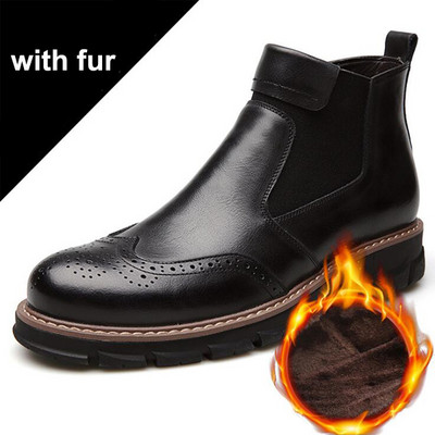 YIGER Nove muške čizme Chelsea Zimske gležnjače koža Muške pustinjske čizme Pustinjske čizme od plišanog krzna Tople muške ležerne čizme 2023 Novo