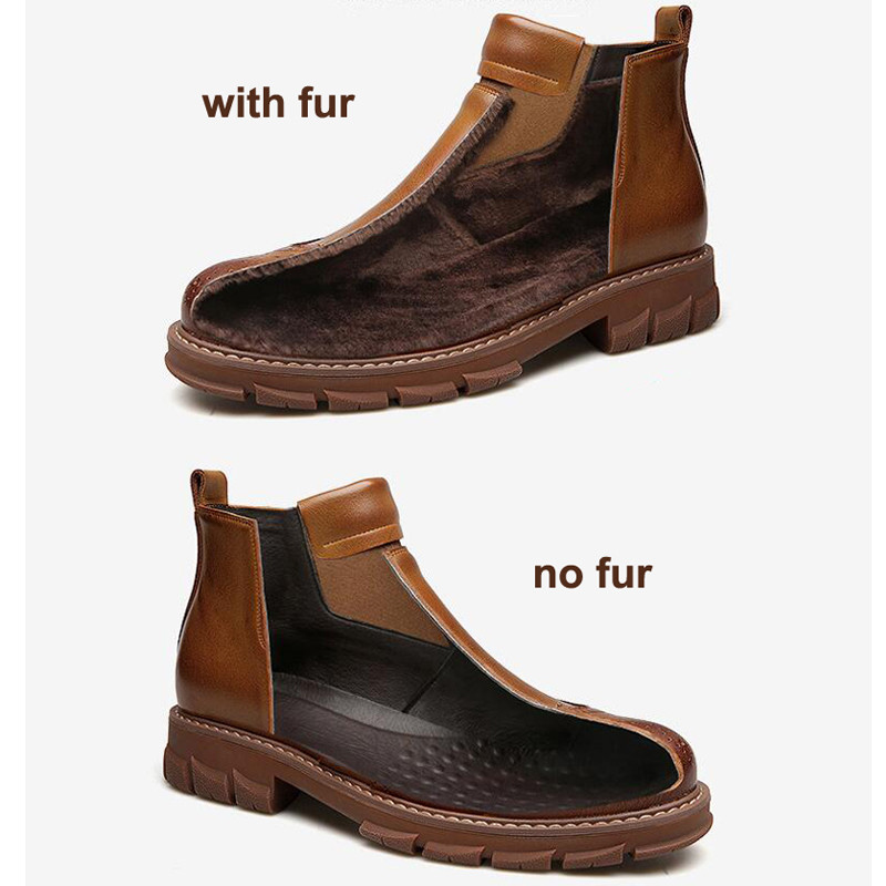 YIGER Nove muške čizme Chelsea Zimske gležnjače koža Muške pustinjske čizme Pustinjske čizme od plišanog krzna Tople muške ležerne čizme 2023 Novo