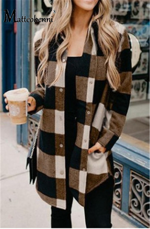 Ženske jesenske bluze s dugim rukavima Vintage široke ženske karirane bluze s printom Ležerne ulične ženske korejske prevelike majice