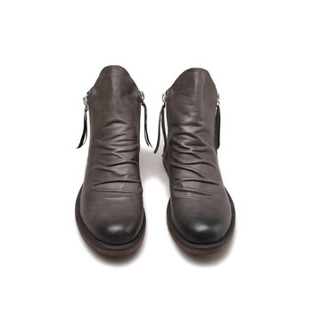 2023 Ботуши за мъже Удобни ретро боти до глезена Неплъзгащи се кожени мъжки обувки Каубойски ботуши Мъжки обувки Маратонки