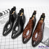 Muške modne kožne natikače gležnjače Cipele na nisku petu sa šiljatim vrhom Muške ležerne klasične Chelsea čizme Muške čizme i luksuzne cipele