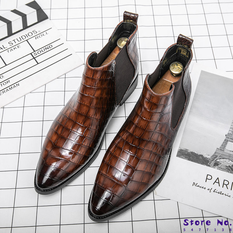 Muške modne kožne natikače gležnjače Cipele na nisku petu sa šiljatim vrhom Muške ležerne klasične Chelsea čizme Muške čizme i luksuzne cipele